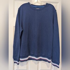 Brooks Brothers Red Fleece Blue Men's Sweater Sweatshirt Striped Hem Size M Soft